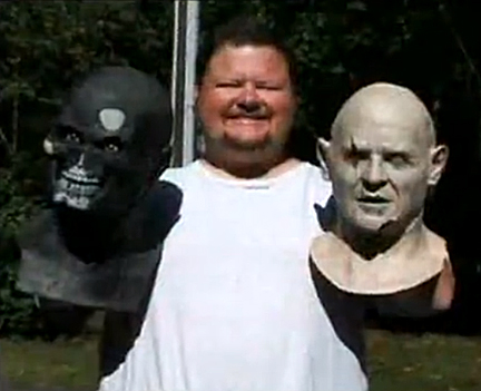 Tim Davis with zombie masks